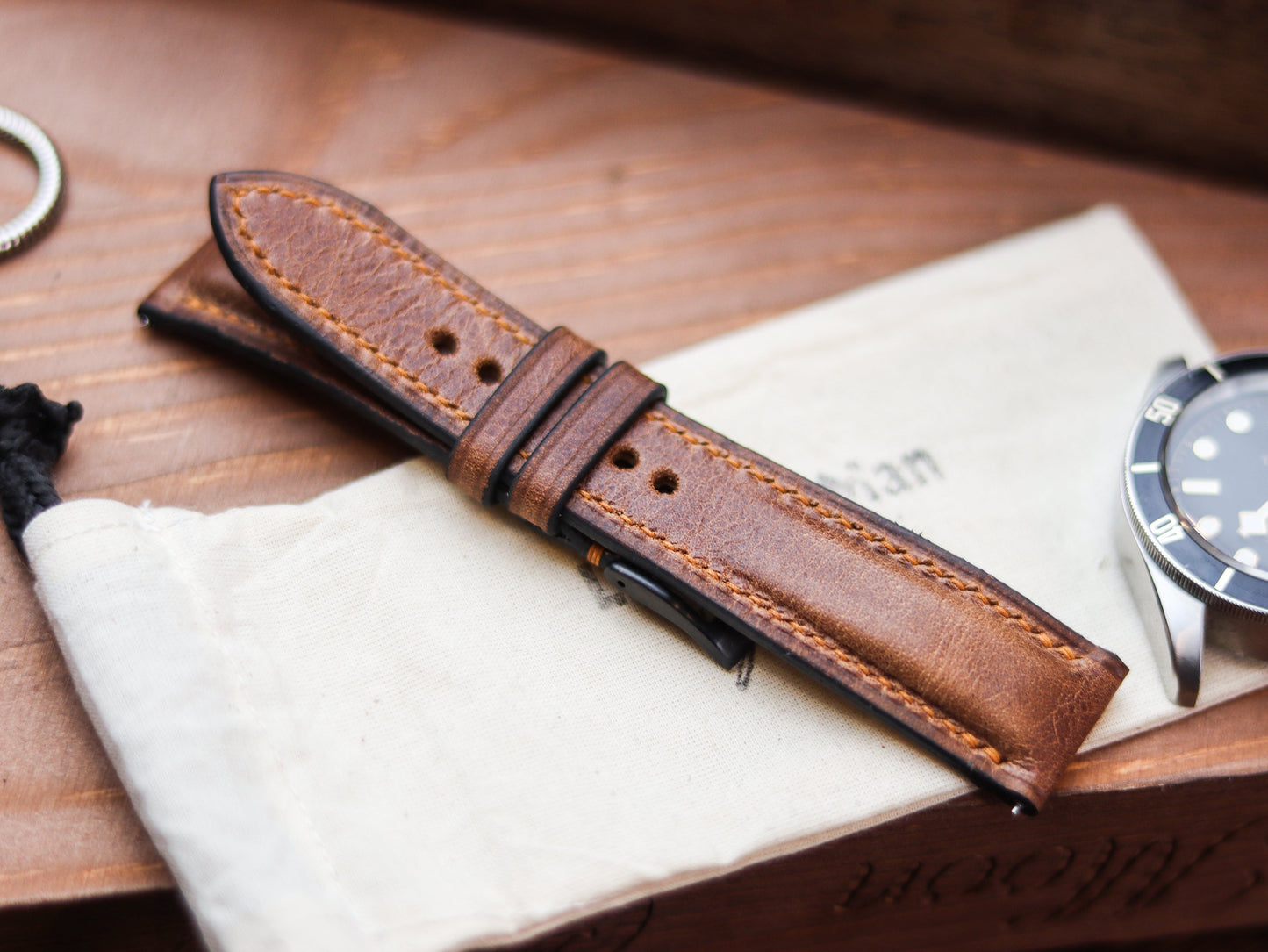 RUSTY BROWN CALF LEATHER WATCH STRAPS - PADDED