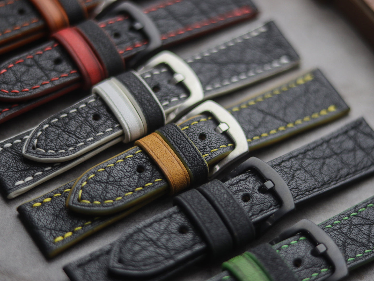 ITALIAN CHEVRE BLACK LEATHER (YELLOW ACCENT)