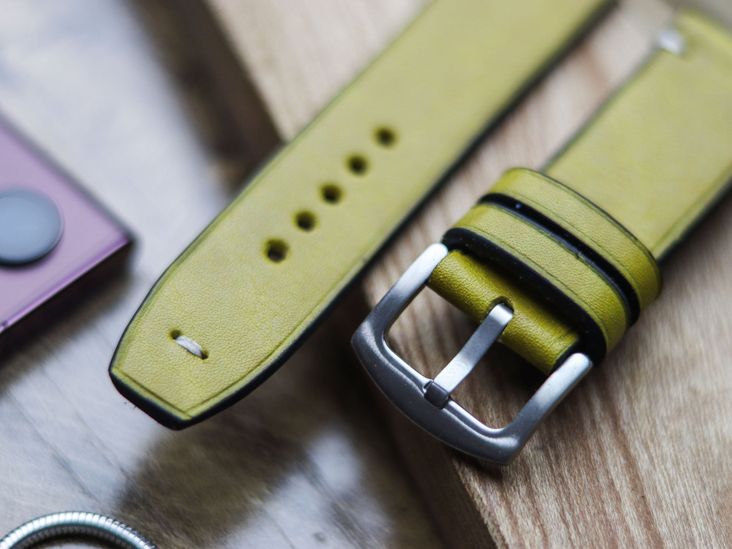 MUNSEL YELLOW HAND-CRAFTED WATCH STRAPS - MINIMAL STITCHED