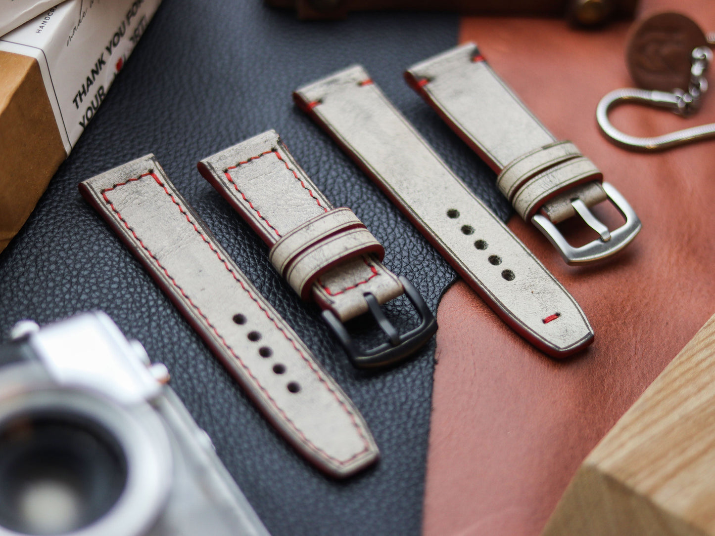 HARBOR GREY HAND-CRAFTED WATCH STRAPS - MINIMAL STITCHED