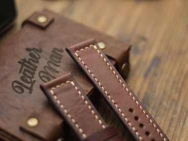 CHESTNUT BROWN HAND-CRAFTED WATCH STRAPS - BOX STITCHED