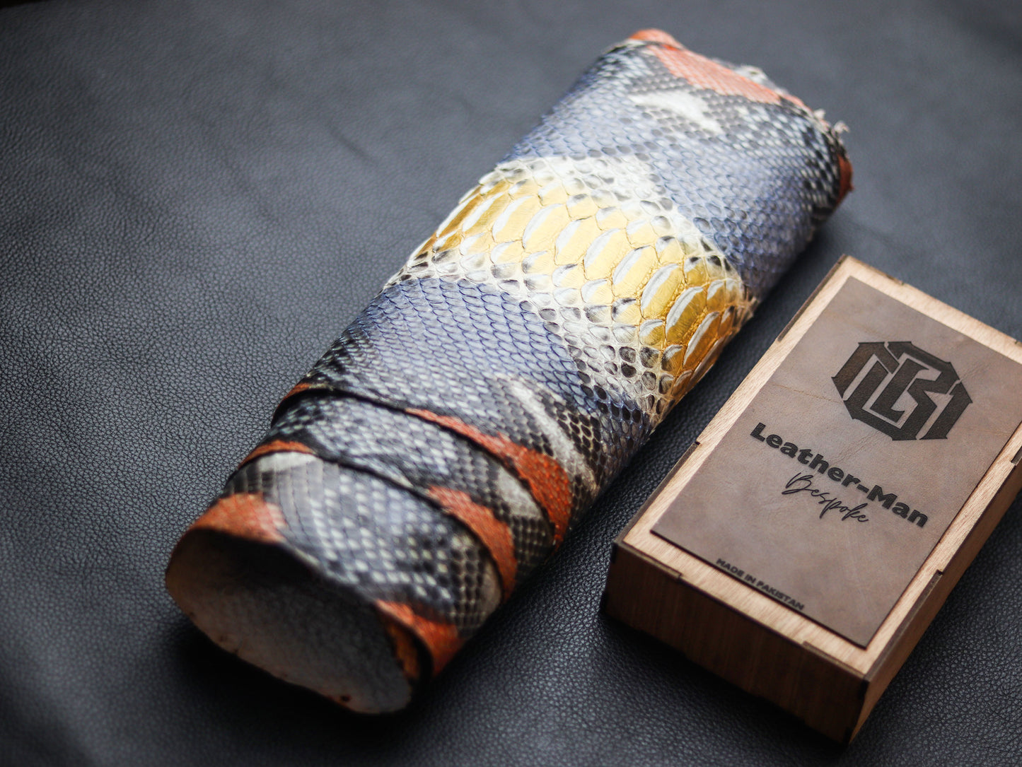 ATTICUS - RAVEN BLACK PYTHON SKIN BIFOLD WALLET