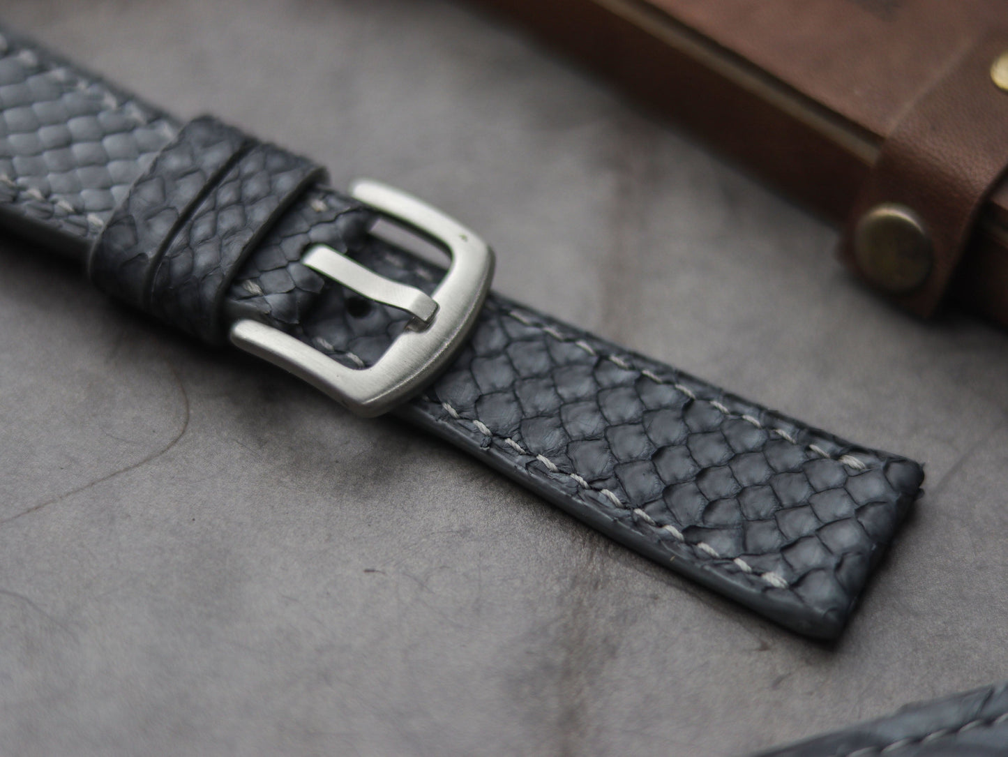 PYTHON SKIN WATCH STRAPS - SLATE GRAY