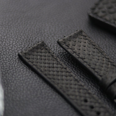 PYTHON SKIN WATCH STRAPS - RAVEN BLACK