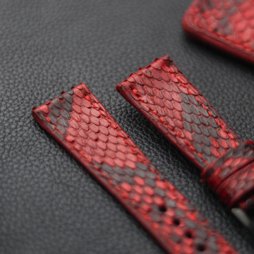 PYTHON SKIN WATCH STRAPS - VENETIAN RED