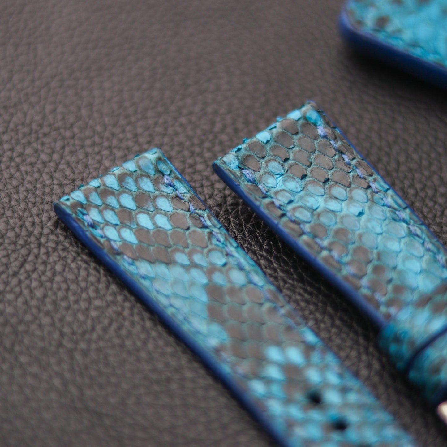 PYTHON SKIN WATCH STRAPS - CERULEAN BLUE