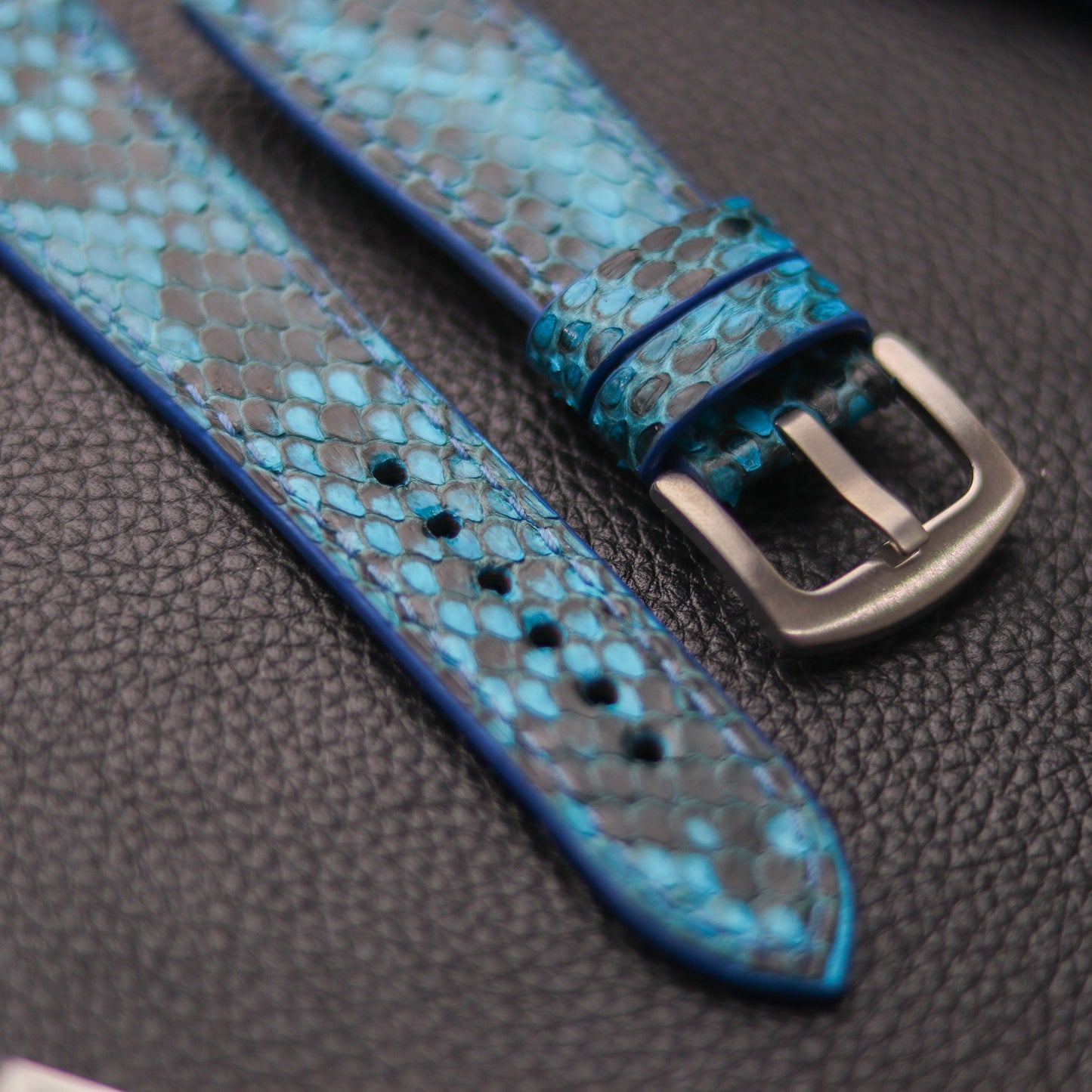 PYTHON SKIN WATCH STRAPS - CERULEAN BLUE
