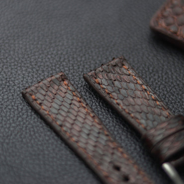PYTHON SKIN WATCH STRAPS - PECAN BROWN
