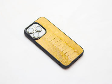 CANARY YELLOW OSTRICH LEG SKIN PHONE CASE