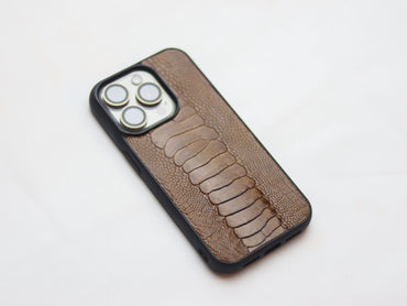 CINNAMON BROWN OSTRICH LEG SKIN PHONE CASE