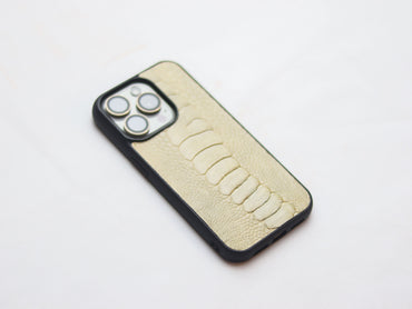 PARCHMENT BIEGE OSTRICH LEG SKIN PHONE CASE