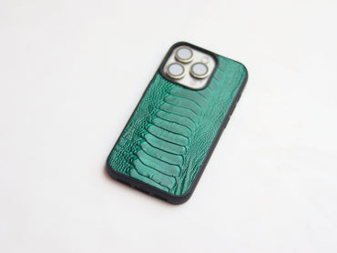 EMERALD GREEN OSTRICH LEG SKIN PHONE CASE