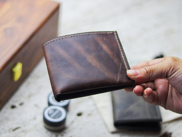 ATTICUS - Walnut Brown Veg Tan Waxed Pull Up Leather