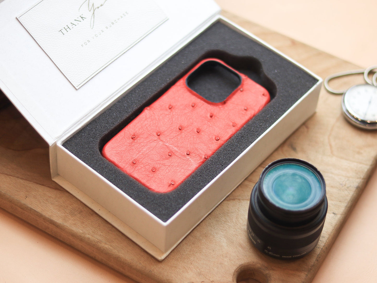 CLASSIC RED OSTRICH SKIN 360° MAGSAFE CASE