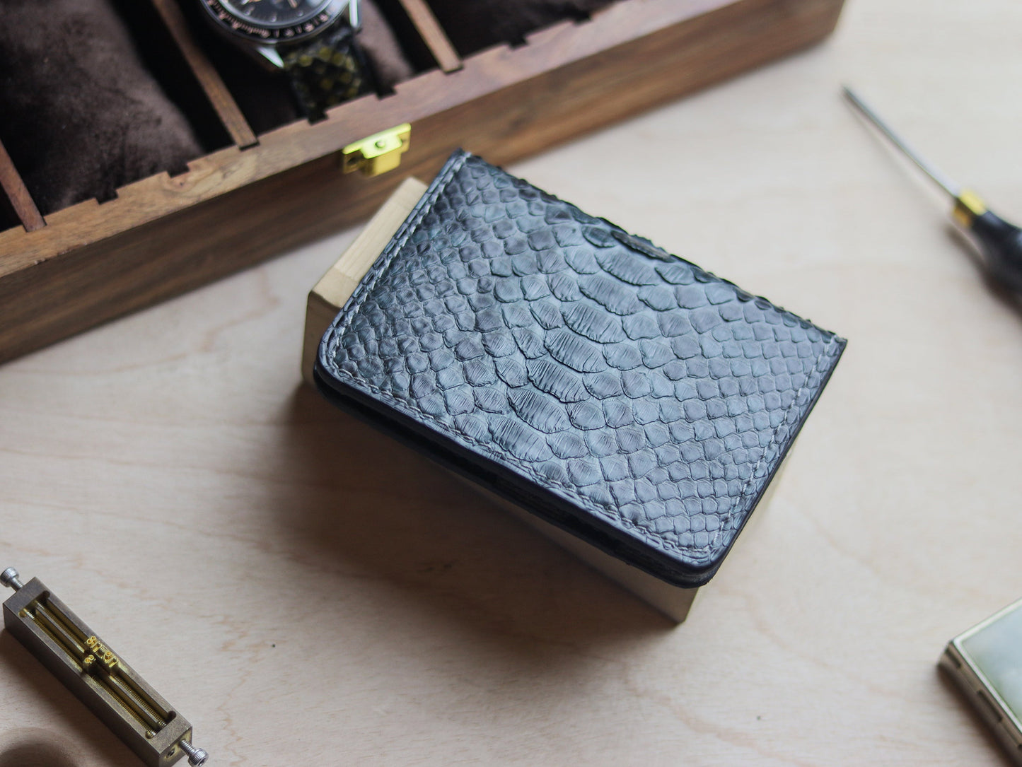 BRIXTON - IRIDIUM GRAY PYTHON SKIN