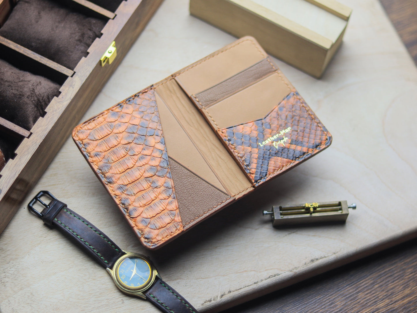 BRIXTON - COPPER BROWN PYTHON SKIN