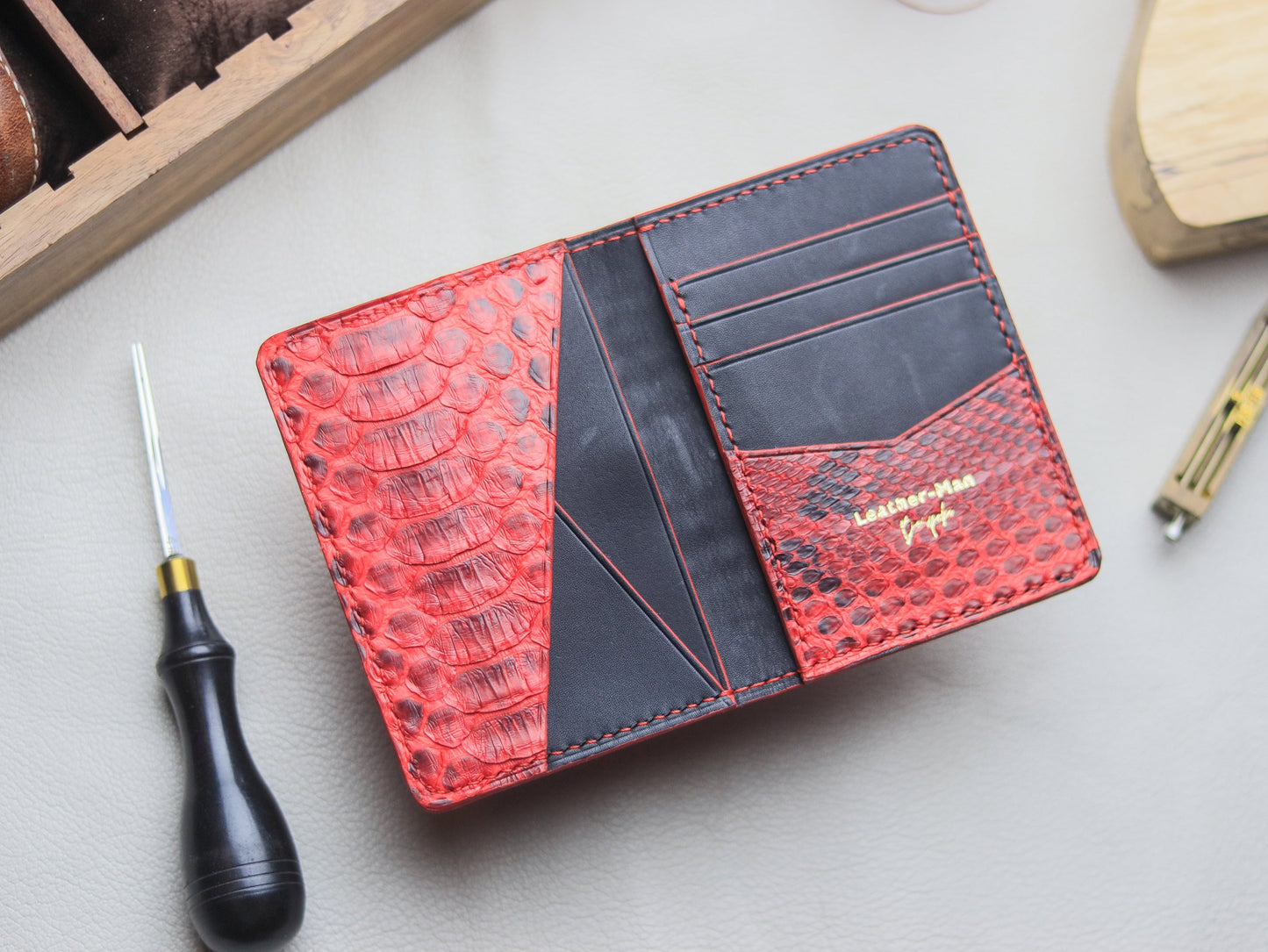 BRIXTON - VENETIAN RED PYTHON SKIN