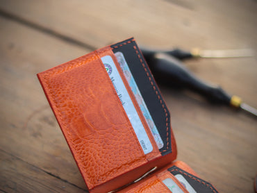 CLIPPER C1 -  TANGERINE ORANGE OSTRICH LEG SKIN