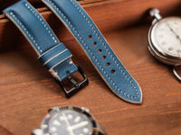 COBALT BLUE CALF LEATHER WATCH STRAPS - PADDED