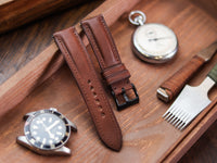 CHESTNUT BROWN CALF LEATHER WATCH STRAPS - PADDED