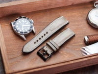 PLATINUM GRAY CALF LEATHER WATCH STRAPS - PADDED