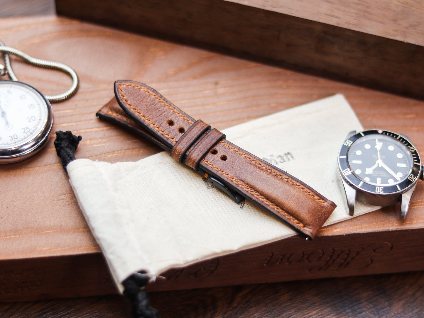 RUSTY BROWN CALF LEATHER WATCH STRAPS - PADDED
