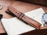 RUSTY BROWN CALF LEATHER WATCH STRAPS - PADDED