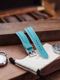 TIFFANY BLUE CALF LEATHER WATCH STRAPS - PADDED
