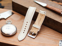 FLORAL WHITE CALF LEATHER WATCH STRAPS - PADDED
