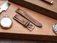 WHISKY BROWN CALF LEATHER WATCH STRAPS - PADDED