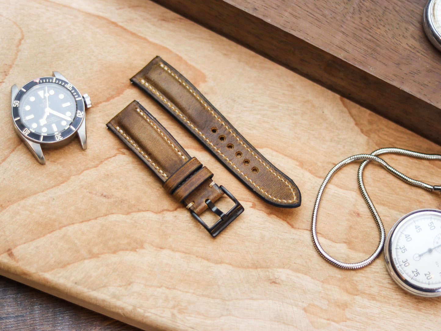 RUSSET BROWN CALF LEATHER WATCH STRAPS - PADDED