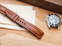 GINGERBREAD BROWN CALF LEATHER WATCH STRAPS - PADDED