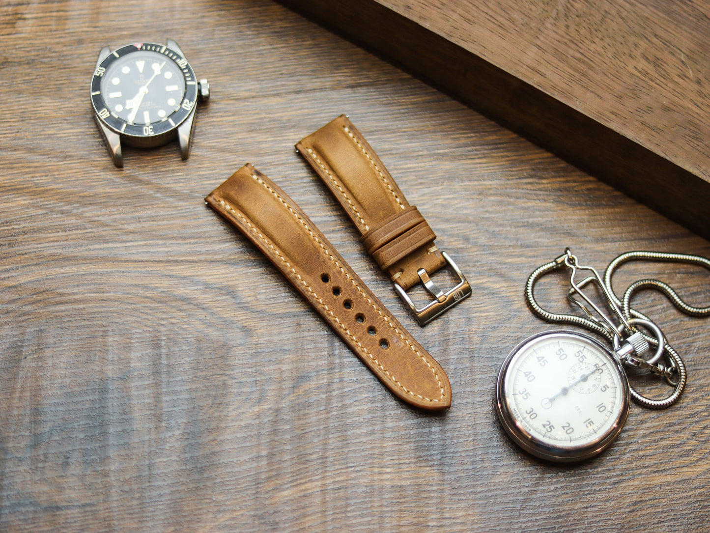 BRONZE BROWN CALF LEATHER WATCH STRAPS - PADDED