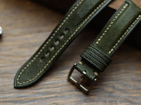 JUNIPER GREEN CALF LEATHER WATCH STRAPS - PADDED