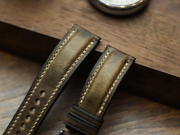 COFFEE BROWN CALF LEATHER WATCH STRAPS - PADDED