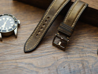 COFFEE BROWN CALF LEATHER WATCH STRAPS - PADDED