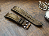 COFFEE BROWN CALF LEATHER WATCH STRAPS - PADDED