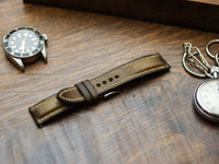 COFFEE BROWN CALF LEATHER WATCH STRAPS - PADDED