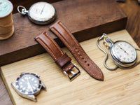 CINNAMON BROWN CALF LEATHER WATCH STRAPS - PADDED