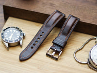 CHOCOLATE BROWN CALF LEATHER WATCH STRAPS - PADDED