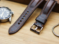 CHOCOLATE BROWN CALF LEATHER WATCH STRAPS - PADDED