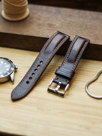 CHOCOLATE BROWN CALF LEATHER WATCH STRAPS - PADDED