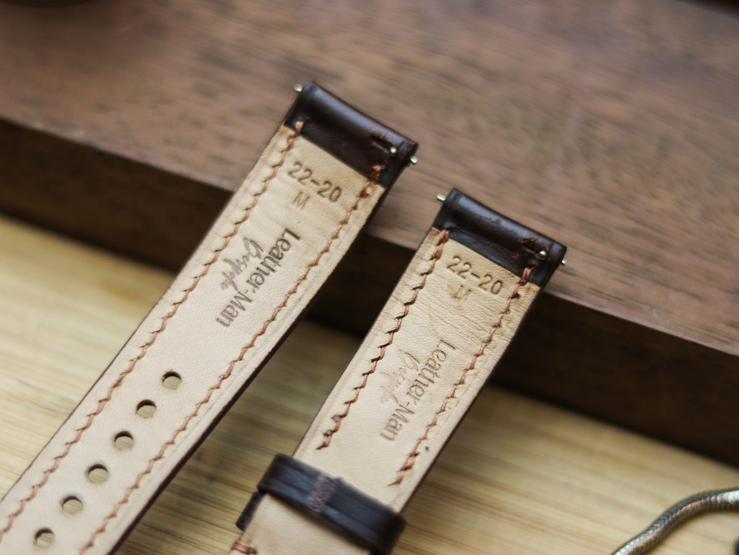 CHOCOLATE BROWN CALF LEATHER WATCH STRAPS - PADDED
