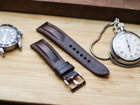 CHOCOLATE BROWN CALF LEATHER WATCH STRAPS - PADDED