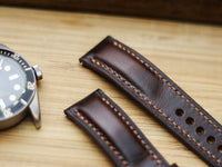 CHOCOLATE BROWN CALF LEATHER WATCH STRAPS - PADDED
