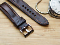 CHOCOLATE BROWN CALF LEATHER WATCH STRAPS - PADDED