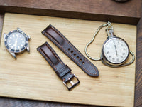 CHOCOLATE BROWN CALF LEATHER WATCH STRAPS - PADDED