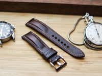 CHOCOLATE BROWN CALF LEATHER WATCH STRAPS - PADDED