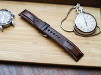CHOCOLATE BROWN CALF LEATHER WATCH STRAPS - PADDED