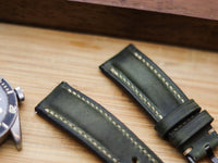 BASIL GREEN CALF LEATHER WATCH STRAPS - PADDED